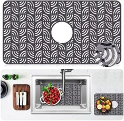 Premium Silicone Sink Protector For Kitchen Sink, Kitchen Sink Mat Grid 26''x 14''with Center Drain, Upgrade Heat Resistant & Non-Slip, Perfect For Bottom Of Farmhouse Stainless Steel (Right Drain) -Peugeot Shop 61gTDJBxg9L. AC