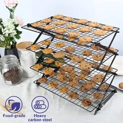 Geesta 2/3/4-Tier Upgraded Collapsible Cooling Rack With Adjustable 3 Setting Design Stackable Roasting Cooking Drying Wire Cooling Rack For Cookies Baking Gifts For Women 13 Geesta 2/3/4-Tier Upgraded Collapsible Cooling Rack With Adjustable 3 Setting Design Stackable Roasting Cooking Drying Wire Cooling Rack For Cookies Baking Gifts For Women -Peugeot Shop 61gcqVf1mfL