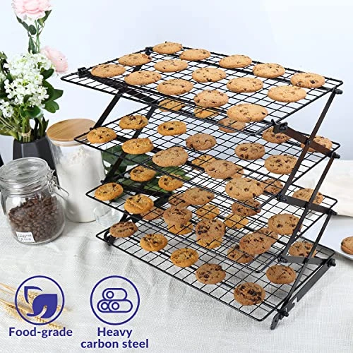 Geesta 2/3/4-Tier Upgraded Collapsible Cooling Rack With Adjustable 3 Setting Design Stackable Roasting Cooking Drying Wire Cooling Rack For Cookies Baking Gifts For Women 5 Geesta 2/3/4-Tier Upgraded Collapsible Cooling Rack With Adjustable 3 Setting Design Stackable Roasting Cooking Drying Wire Cooling Rack For Cookies Baking Gifts For Women - Image 5