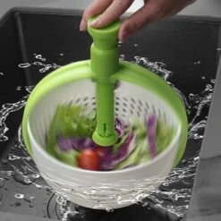 Salad Spinner, Collapsible Fruit Salad Washing Filter, Kitchen Veggie Rotating Drain Basket, Easy-To-Use Compact Vegetable Washer -Peugeot Shop 61gsAcMd3WL