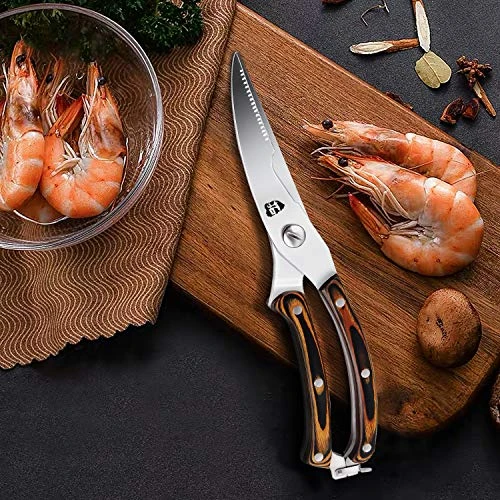 Kitchen Poultry Shears, Multi-Purpose Scissors With Sturdy Pakkawood Handle; Heavy-Duty Professional High Carbon Stainless Steel Shears- Fiery Series 4 Kitchen Poultry Shears, Multi-Purpose Scissors With Sturdy Pakkawood Handle; Heavy-Duty Professional High Carbon Stainless Steel Shears- Fiery Series - Image 4