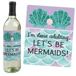 Let's Be Mermaids - Baby Shower Or Birthday Party Decorations For Women And Men - Wine Bottle Label Stickers - Set Of 4 -Peugeot Shop 61hqwgDA6HL