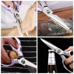 Multi-Purpose Kitchen Scissors, Chicken Bone Food Household Tools，Heavy Duty Shears For Meat, Seafood, Chicken, Vegetables, BBQ, Bottle Opener (Rosegold) -Peugeot Shop 61iRDgRCRLL