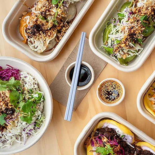 Reusable Portable Travel Utensils Silverware Forks Spoons Knives & Chopsticks, Set Of 3 For Camping Wheat Straw Plastic With Storage Case (Beige/Blue/Green) 3 Reusable Portable Travel Utensils Silverware Forks Spoons Knives & Chopsticks, Set Of 3 For Camping Wheat Straw Plastic With Storage Case (Beige/Blue/Green) - Image 3