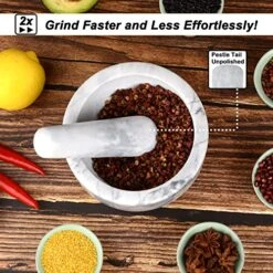 Mortar And Pestle Set Polished Natural Marble Stone Guacamole Molcajete Bowl With Base Silicone Pad,Matching Stainless Spoon And Matching Small Brush (Large, White Gray) 13 Mortar And Pestle Set Polished Natural Marble Stone Guacamole Molcajete Bowl With Base Silicone Pad,Matching Stainless Spoon And Matching Small Brush (Large, White Gray) -Peugeot Shop 61kp5KVMAmL