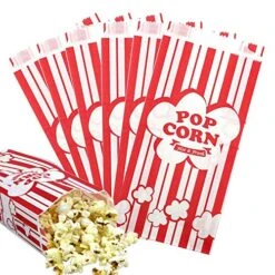 Endless Paper Popcorn Bags 1 Oz. (Pack Of 100), Red & White Popcorn Bags - Popcorn Paper Bags, Pop Corn Bag, Carnivals, Snack Bars, Birthday Parties, Home And Movie Nights - Grease Resistant -Peugeot Shop 61lklNJe1pL
