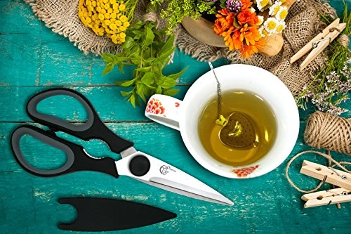 Kitchen Scissors With Magnetic Holder & Tea Infuser - Ultra Sharp Strong Durable - 100% Rust Proof - Soft Grip 3 Kitchen Scissors With Magnetic Holder & Tea Infuser - Ultra Sharp Strong Durable - 100% Rust Proof - Soft Grip - Image 3