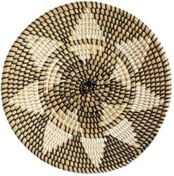 Basket Wall Decor Boho - Round Rattan Serving Tray - Decorative Seagrass Tray - Hanging Wall Basket Decor - Dining Table Decor - Woven Tray (35cm/13.7in) -Peugeot Shop 61mHmTHTeL. AC