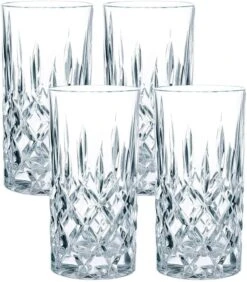 Nachtmann Noblesse Collection Long Drink Glasses, Set Of 4, Made Of Crystal Glass, Highball Glasses For Cocktails Or Any Mixed Drinks, 6-Inch, 13-Ounces