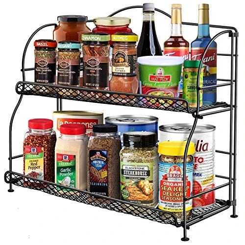 Spice Rack Organizer For Countertop, 2-Tier Spice Organizer For Kitchen Cabinet, Farmhouse Foldable Seasoning Organizer Standing Storage With Guardrail And Mesh Design, Bathroom Organizer 1 Spice Rack Organizer For Countertop, 2-Tier Spice Organizer For Kitchen Cabinet, Farmhouse Foldable Seasoning Organizer Standing Storage With Guardrail And Mesh Design, Bathroom Organizer