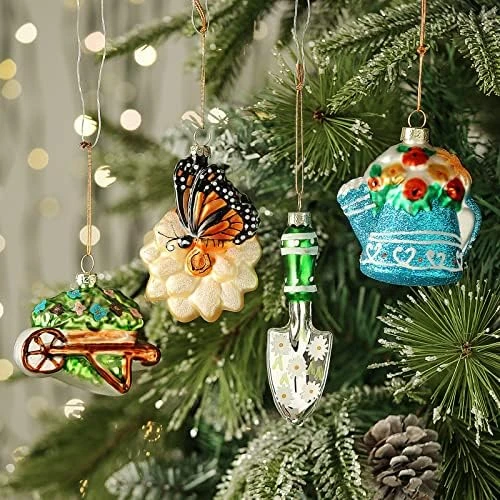 Christmas Glass Ornaments, Hand Crafted Butterfly, Trowel, Wheelbarrow, Watering Can Tools Ornaments Set For Christmas Tree, Traditional Xmas Decorations Gifts, 4pcs 7 Christmas Glass Ornaments, Hand Crafted Butterfly, Trowel, Wheelbarrow, Watering Can Tools Ornaments Set For Christmas Tree, Traditional Xmas Decorations Gifts, 4pcs - Image 7