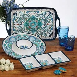 Talavera 3-Piece Melamine Hostess/Serving, Set, Multicolored -Peugeot Shop 61rL0Hl6L7L