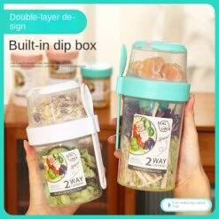 Salad Meal Shaker Cup Fresh Salad Cup To Go,Portable Fruit And Vegetable Salad Cups Container With Fork & Salad Dressing Holder (L) 10 Salad Meal Shaker Cup Fresh Salad Cup To Go,Portable Fruit And Vegetable Salad Cups Container With Fork & Salad Dressing Holder (L) -Peugeot Shop 61tPn5ul4VL