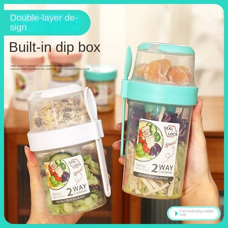 Salad Meal Shaker Cup Fresh Salad Cup To Go,Portable Fruit And Vegetable Salad Cups Container With Fork & Salad Dressing Holder (L) 4 Salad Meal Shaker Cup Fresh Salad Cup To Go,Portable Fruit And Vegetable Salad Cups Container With Fork & Salad Dressing Holder (L) - Image 4