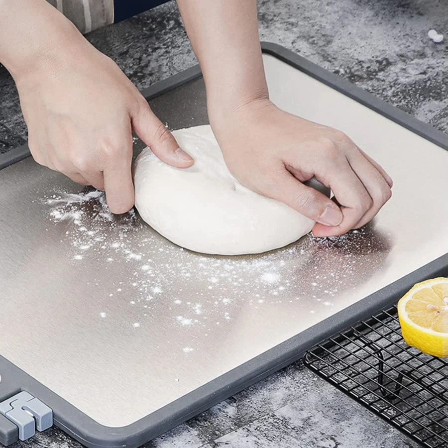 Double Sided Cutting Board,Stainless Steel Cutting Board For Kitchen,Large Size 17.8" X 12.2",Cutting Board For Meat,Cutting Board With Knife Sharpener 2 Double Sided Cutting Board,Stainless Steel Cutting Board For Kitchen,Large Size 17.8" X 12.2",Cutting Board For Meat,Cutting Board With Knife Sharpener - Image 2