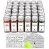 36 Glass Spice Jars With 806 White Spice Labels, Chalk Marker And Funnel Complete Set. Square Bottles 4 Oz Empty Spice Containers, Airtight Cap, Pour/sift Shaker Lid