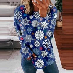 Pullover Sweatshirts For Women Fall Long Sleeve Loose Tops Christmas Print Fashion Sweatshirts Pullover Top Fall Clothes -Peugeot Shop 61uASroG1lL