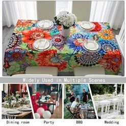 Tablecloth, Original Design Hand Drawing Art Print Table Cloth, Washable Water Resistance Microfiber Decorative Rectangle Table Cover (Tape 8, 60"x84") -Peugeot Shop 61uHlgAu59S