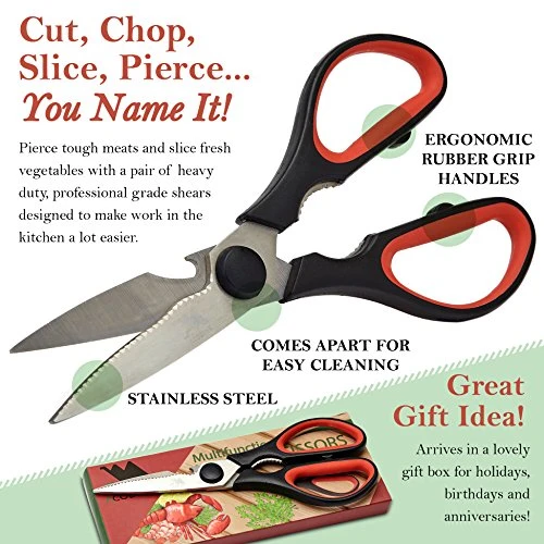 Heavy Duty Kitchen Shears -Take Apart Stainless Steel Blades, Comfort Rubber Grip Handles With Bottle Opener And Nutcracker - Multipurpose Scissors For Chicken, Meat Fish And Herbs - Acodine 3 Heavy Duty Kitchen Shears -Take Apart Stainless Steel Blades, Comfort Rubber Grip Handles With Bottle Opener And Nutcracker - Multipurpose Scissors For Chicken, Meat Fish And Herbs - Acodine - Image 3