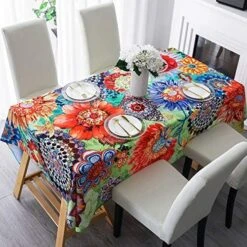 Tablecloth, Original Design Hand Drawing Art Print Table Cloth, Washable Water Resistance Microfiber Decorative Rectangle Table Cover (Tape 8, 60"x84") -Peugeot Shop 61udru 7U8L. AC