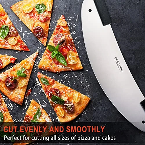 20" High Carbon Stainless Steel Pizza Cutter Rocker With Non-slip Handle, Premium Knife Tools For Pizza And Bread, Professional Pizza Oven Accessories, Rocker Pizza Knife For Commercial, Home 3 20" High Carbon Stainless Steel Pizza Cutter Rocker With Non-slip Handle, Premium Knife Tools For Pizza And Bread, Professional Pizza Oven Accessories, Rocker Pizza Knife For Commercial, Home - Image 3