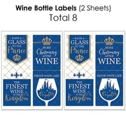 Big Dot Of Happiness Royal Prince Charming - Mini Wine Bottle Labels, Wine Bottle Labels And Water Bottle Labels - Baby Shower Or Birthday Party Decorations - Beverage Bar Kit - 34 Pieces -Peugeot Shop 61v2Izd8MiL