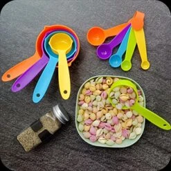 Measuring Cups And Spoons,Plastic Measuring Cups And Spoons Set:5 Plastic Measuring Cups And 5 Plastic Measuring Spoons,Plastic Measuring Cup Spoons For Kitchen Measuring Tools Rainbow Color -Peugeot Shop 61vUoyFjwZL