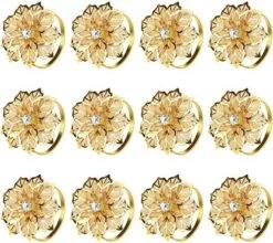 Hollow Out Flower Napkin Ring Holder Metal Napkin Rings Set Of 20 For Wedding Party Holiday Banquet Christmas Dinner Delicate Serviette Buckles Decor Favor (20, Flower-Gold) -Peugeot Shop 61wUL80C0BL. AC 1