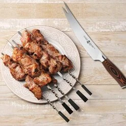 - 8'' Barbecue Knife - Meat & Carving Forks Knife Ham&Butter Knives Fork-Shaped Tip Knives Flexible Utility Knife - HC German Steel Full Tang Pakkawood Handle - Gift Box Included - Fiery Series -Peugeot Shop 61wyVtoRbJL