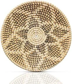 Basket Wall Decor Boho - Round Rattan Serving Tray - Decorative Seagrass Tray - Hanging Wall Basket Decor - Dining Table Decor - Woven Tray (35cm/13.7in) -Peugeot Shop 61yQbVQcAgL. AC