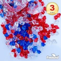 Patriotic Acrylic Ice Rocks Crystals Gems ~550 Pcs 3 Lbs Bulk Bag For Vase Filler Table Scatter Party Wedding Arts Crafts Decoration Display Idea -Red Blue Clear Blend -Peugeot Shop 61yyr3OgccL